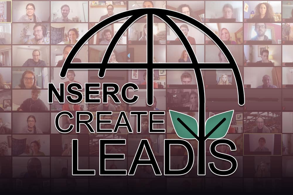 LEADS logo over the top of a faded background with a LEADS zoom workshop with lots of video participants.